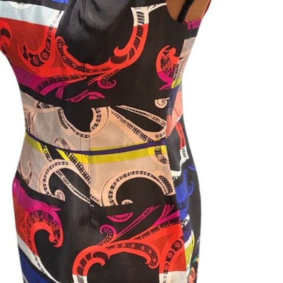 Trina Turk Black Mini Dress with Oversized Colorful Paisley Print – Size 8 - Picture 5 of 9